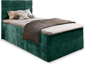 Kárpitozott boxspring ágy GLORIEN VELVET 90x200 cm sötétzöld Matrac: Bonell rugós matrac