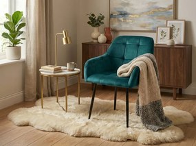 Sötétzöld LOREN VELVET étkezőszék fekete lábakkal