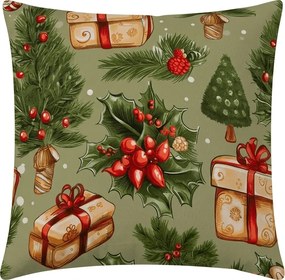 Mikroszálas párnahuzat CHRISTMAS PRESENTS 45x45 cm, zöld