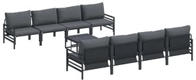 Kerti Kanapé Szett párnával 9 pcs Antracitszürke Acél &amp; szövet