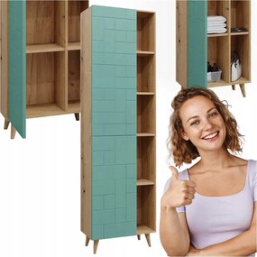 Álló Fürdőszobai Szekrény, Magas Oszlop, Fürdőszobai Polc, Menta Színű, 193 CM Magas