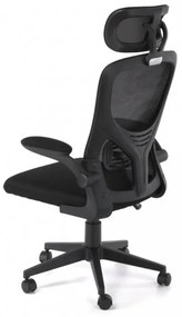 Ergonomikus irodai szék deréktámasszal, fejtámlával, fekete
