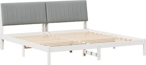 vidaXL Ágykeret fejtámlával Fehér 200 x 200 cm Tömör fenyőfa