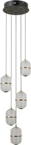 ITALUX PND-34375-5-BK ALANI Többágú Függesztett Lámpa Matt Fekete, Átlátszó, Arany LED IP20