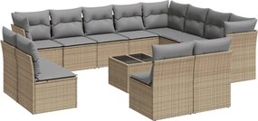 vidaXL 13 részes bézs polyrattan kerti ülőgarnitúra párnákkal
