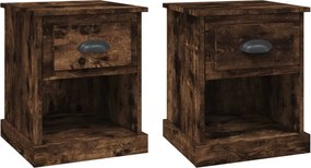 vidaXL 2 db füstös tölgy színű szerelt fa éjjeliszekrény 39x39x47,5 cm
