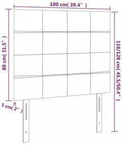 világosszürke bársony LED-es fejtámla 100x5x118/128 cm