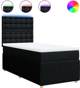 vidaXL fekete szövet rugós ágy matraccal 80 x 200 cm