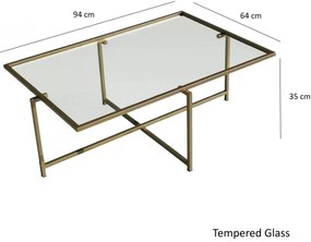 Kávésasztal NAP 35x94 cm arany/átlátszó