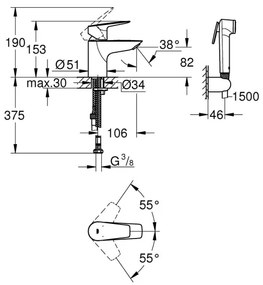 GROHE 23773001 - START EDGE mosdócsaptelep, S méret, fényes króm