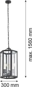 ARGON 1253 BODRUM Klasszikus Függesztett Lámpa Fekete E27 IP20