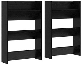 Cipőszekrény 2 pcs Fekete tölgy 60 x 18 x 90 cm Faanyag