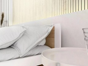 Ágy IKAROS 80 x 200 cm, fehér/tölgy artisan Matrac: Deluxe 10 cm matraccal, Ágyrács: Lamellás ágyráccsal