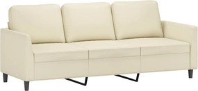 vidaXL 3 személyes krémszínű műbőr kanapé 180 cm