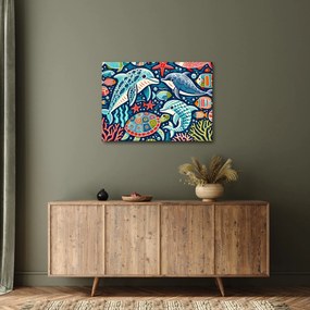 Kép – Rajzolt vízi állatok (70x50 cm)