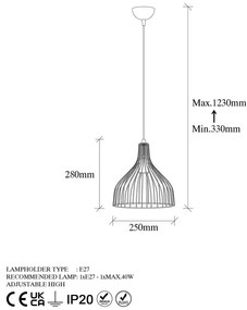 Aranyszínű függőlámpa fém búrával ø 25 cm Cafu – Opviq lights