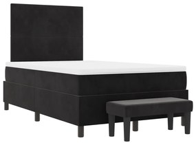 Boxspring Ágy Matraccal &amp; Pad Fekete 120x190 cm Bársony