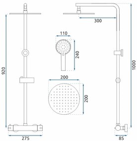 Rea Bliss, termosztatikus zuhanygarnitúra fejzuhannyal, króm, REA-P8805