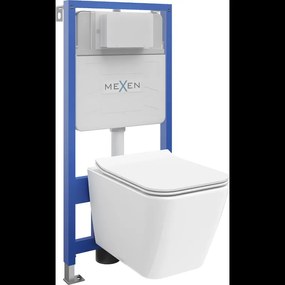 Mexen beépíthető Felix Slim WC váz WC csészével Cube és leeresztő automatikás ülőkével, Fehér - 61030924000