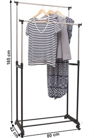 Kétsoros mozgatható akasztó polccal, fekete/ezüst, SVAN