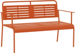 Outsunny 2 Személyes Kerti Pad Kültéri Acél Pad Karfával és Támlával Erkélyre, Teraszra, Pavilonra, Kertbe, 121 x 64 x 84 cm, Piros | Aosom