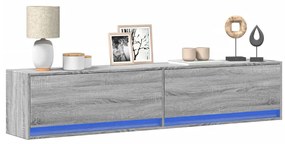 szürke sonoma színű fali TV-szekrény LED-del 180 x 31 x 38 cm