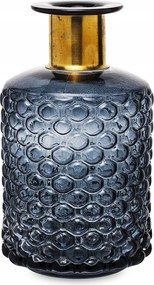 Váza Kék Arany 21x12cm Üveg Díszített Palack 1 Virág 20