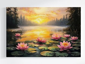Canvas Vászonkép Tájkép Kilátás Nyár Nap Tó Lótusz Liliom 60x40