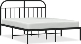 vidaXL fekete fém ágykeret fejtámlával 140 x 200 cm