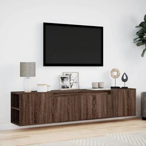 barna tölgy színű fali TV-szekrény LED-del 180 x 31 x 39,5 cm