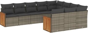 vidaXL 10 részes szürke polyrattan kerti ülőgarnitúra párnákkal