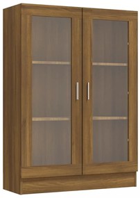 barna tölgyszínű szerelt fa vitrinszekrény 82,5x30,5x115 cm
