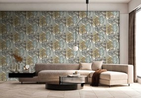 Decoprint Antibes Nature Forest ekrü-kék fa mintás vlies tapéta – AN28281