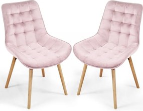 Irodai nappali szék steppelt rózsaszín bársony fa lábak 2 db
