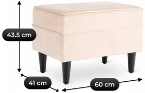 Elegáns Füles Fotel Lábtartóval, Bézs Bársony Kárpittal. EVAN 2