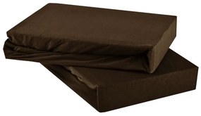 EMI sötétbarna 100% pamutjersey gumis lepedő, 90x200-as lap