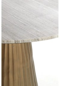 Bronzszínű-natúr színű kerek étkezőasztal márvány dekoros asztallappal ø 100 cm Rianne – Light &amp; Living