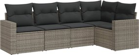 vidaXL 5 részes szürke polyrattan kerti ülőgarnitúra párnákkal