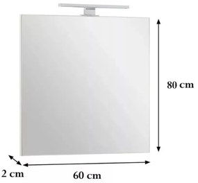 Viva AURA FIONA fürdőszoba tükör - LED 4,5 w-os 30cm-es világítással - ÁLLÓ - 60 x 80 cm