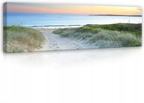 Vászonkép 145x45 Tengerpart óceán dűnék homok nyomok naplemente nyugalom