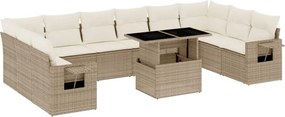 vidaXL 11 részes bézs polyrattan kerti ülőgarnitúra párnákkal