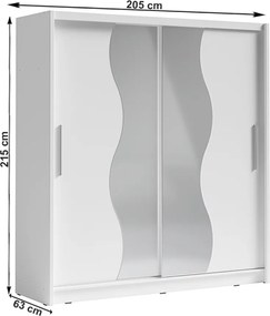 Szekrény tolóajtóval, fehér, BIRGAMO TYP 1