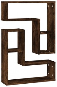 2 db füstös tölgy színű szerelt fa falipolc 50 x 15 x 50 cm