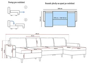 BELLIS III U alakú kinyitható kanapé Méz
