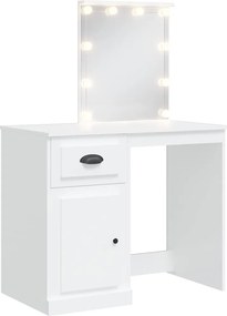 vidaXL fehér fésülködőasztal LED-lámpákkal 90x42x132,5 cm