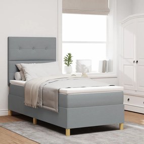 Boxspring ágy matraccal Világosszürke 90x200 cm Szövet