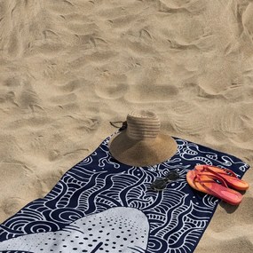 Sötétkék strandtörölköző 90x180 cm Shark – DecoKing