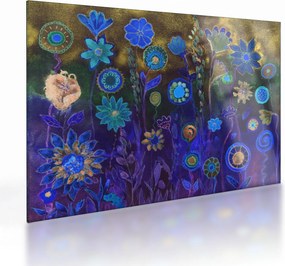 Sötétkék virágok képe (üvegen) (70x50 cm)