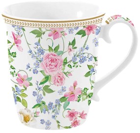 Rózsás porcelán porcelán bögre díszdobozban Garden Joy White