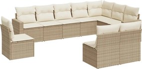 vidaXL 10 részes bézs polyrattan kerti ülőgarnitúra párnával